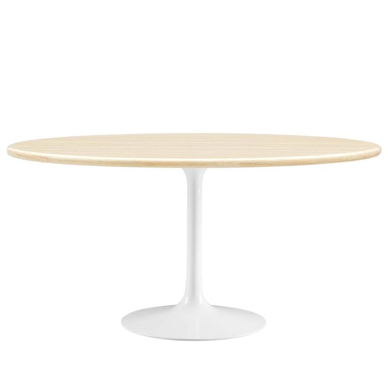 Lippa 60" Oval Artificial Travertine Dining Table - White