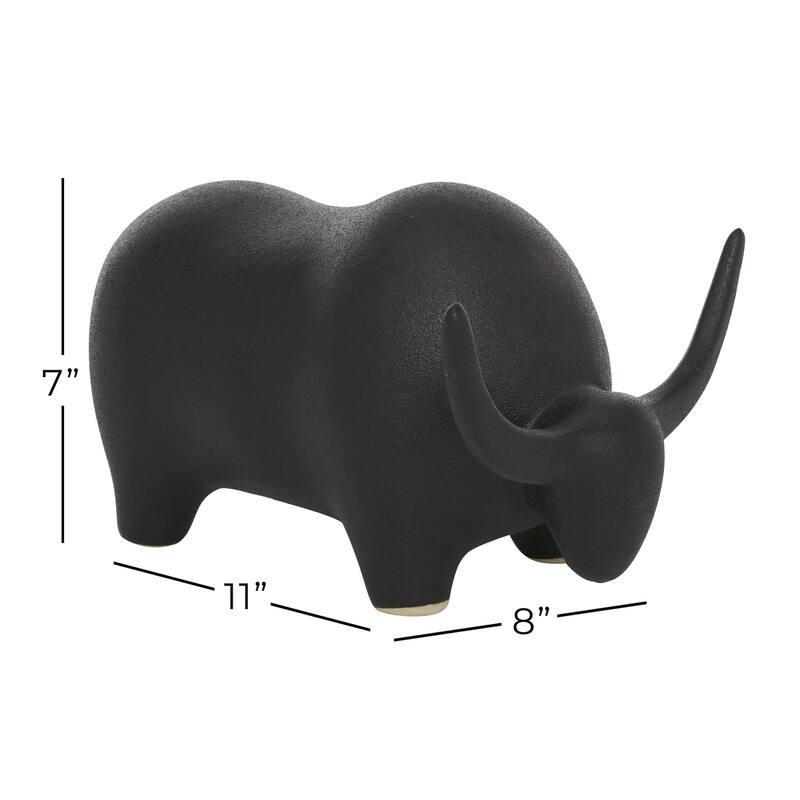 Ceramic Bull Decorative Sculpture - Black - Roche River Decor