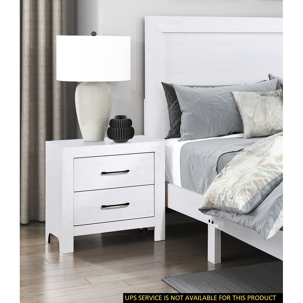 Nightstand of 2x Drawers Black Hardware Wooden Bedroom Furniture