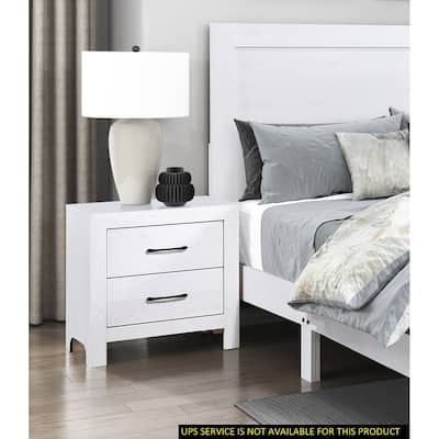 Nightstand of 2x Drawers Black Hardware Wooden Bedroom Furniture