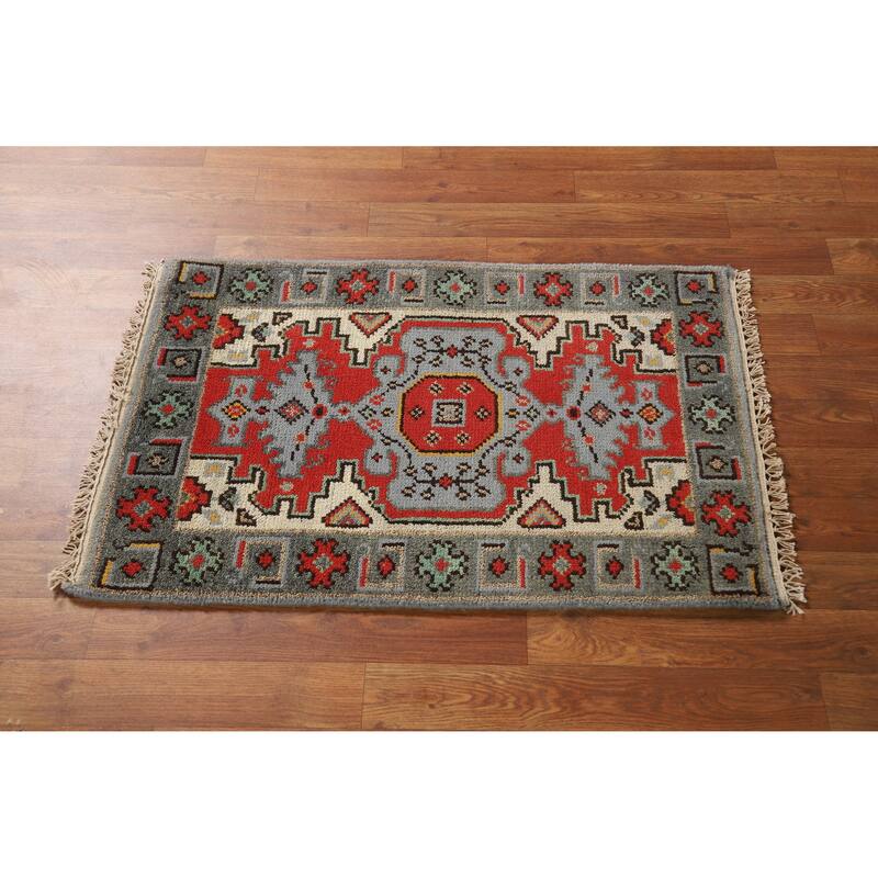 Orange Viss Oriental Foyer Rug Handmade Wool Carpet - 2'0" x 3'0"