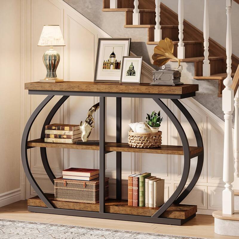 41.3" Console Table, Industrial 3-Tier Entryway Table