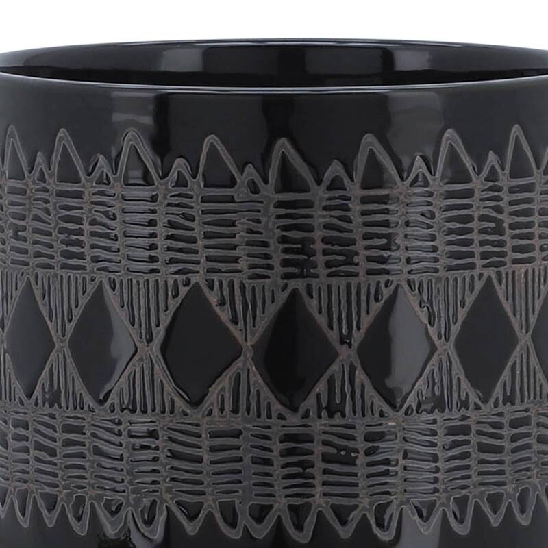 8-inch Ceramic Planter on Wooden Stand