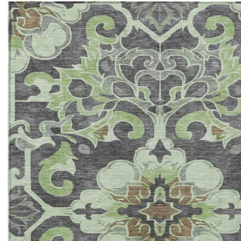 HomeRoots Damask Traditional Rectangle Outdoor Rug
