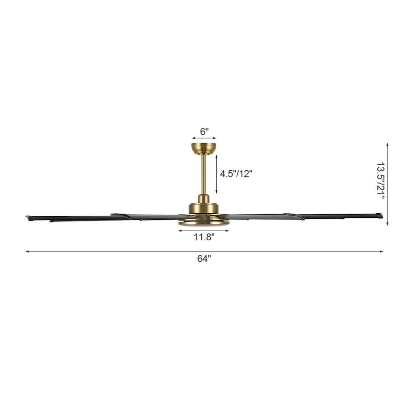 WINGBO 64" and 72" and 80" and 96" Indoor Ceiling Fan with LED Light and Remote