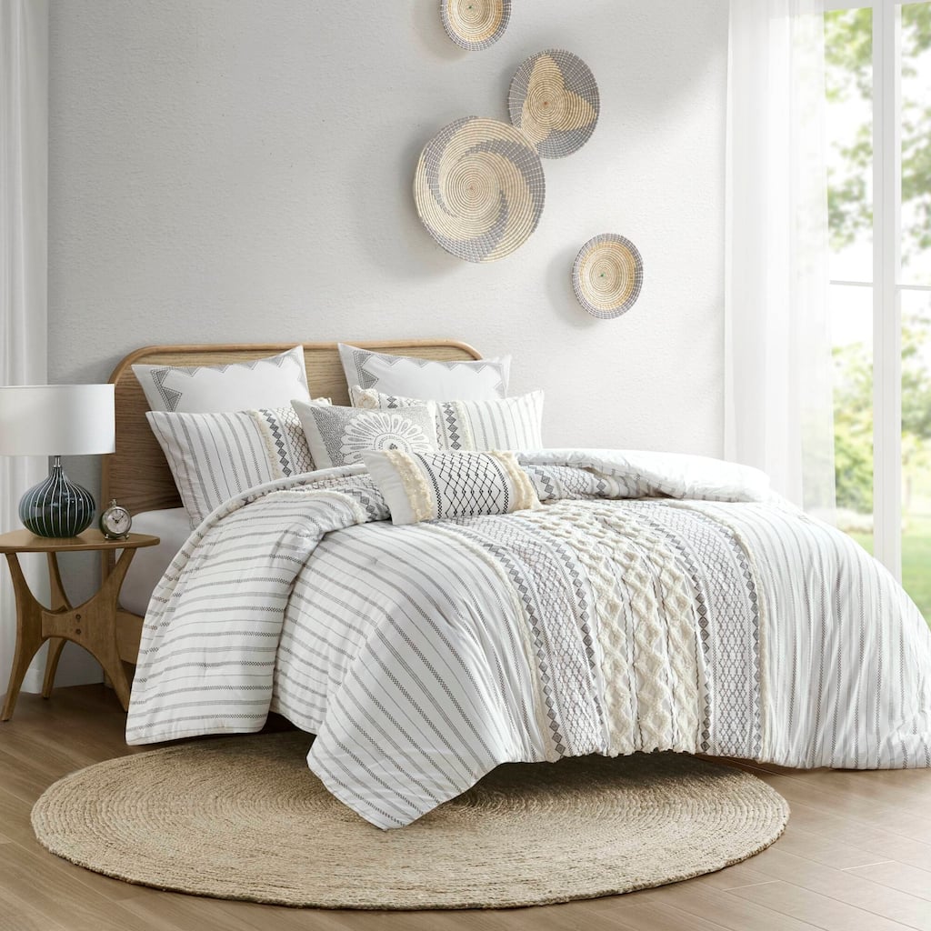 GDF Studio - Imani Cotton Printed Comforter Set with Chenille Detailing