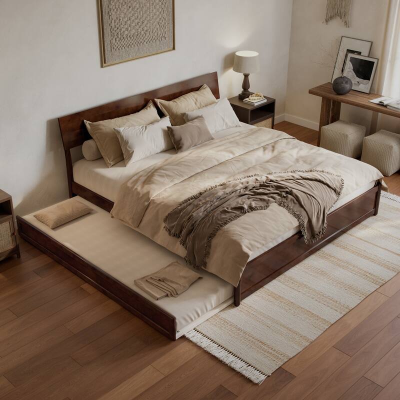 Norla Wood Platform Bed with Trundle