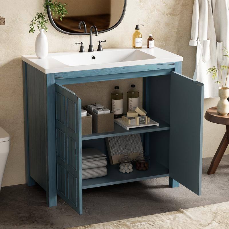 36" Retro Bathroom Vanity Organizer with Sink, Combo Cabinet Set, Bathroom Storage Cabinet