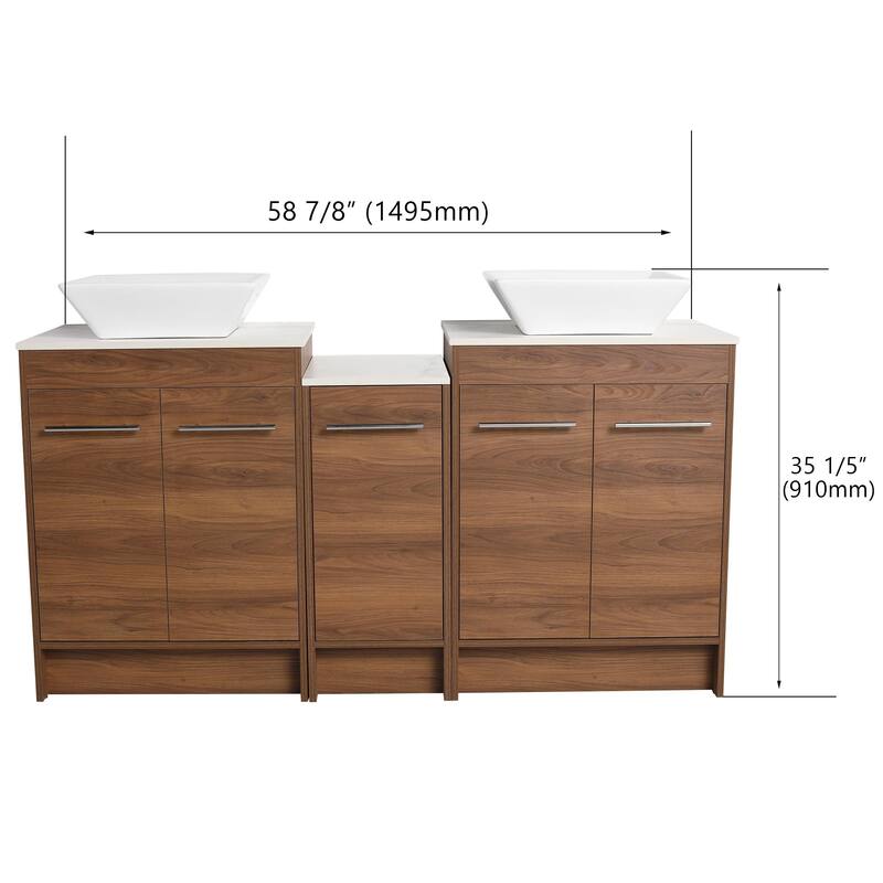 BNK 24/36/48/60 Inch Bathroom Vanity with Sink, Freestanding Bathroom Vanity with Soft Close Doors and Adjustable Shelf