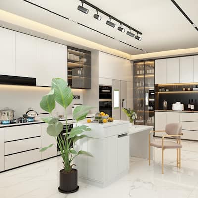 Sleek and Functional Kitchen Island with Expandable Design Bar Table