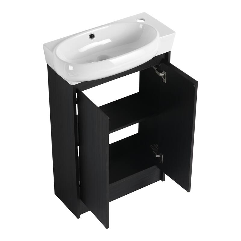 Beingnext 16"/23" Bathroom Vanity with Sink, Floating/Freestanding Bathroom Vanity with Soft Close Door