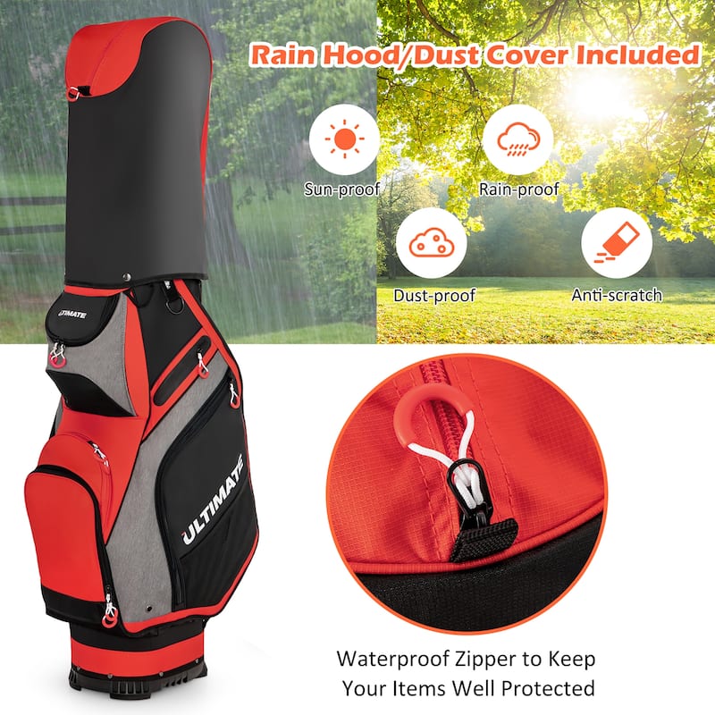 10.5'' Golf Stand Bag w/14 Way Dividers Rain Hood 7 Zippered Pockets - See Details