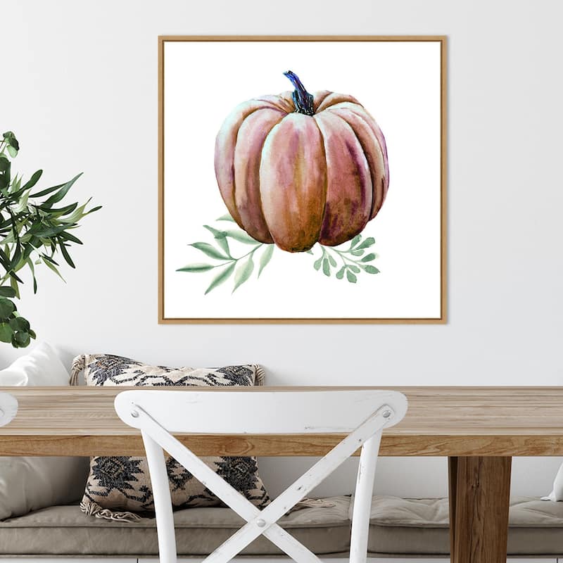Amanti Art Pumpkin Watercolor Framed Canvas Wall Art