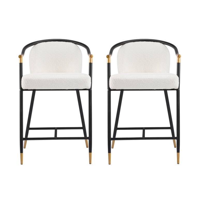 Roomfitters Upholstered Counter Stool Set of 2, Modern Metal Frame Bar Stool for Kitchen Island - Beige+Black+Gold