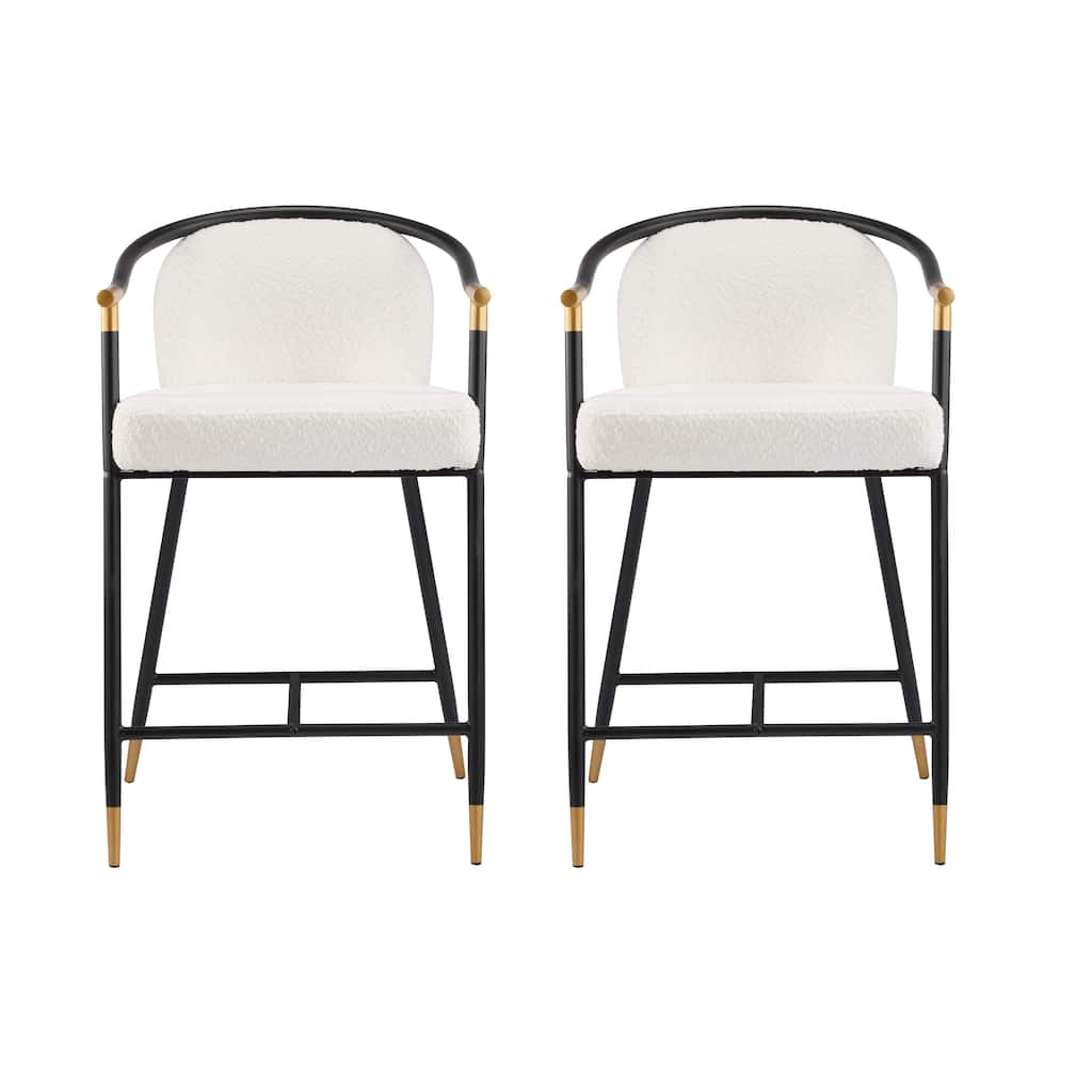 Roomfitters Upholstered Counter Stool Set of 2, Modern Metal Frame Bar Stool for Kitchen Island
