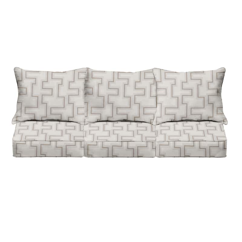 Sunbrella Resonate Dune Corded Sofa Cushion and Pillow Set (Set of 6) - Resonate Dune