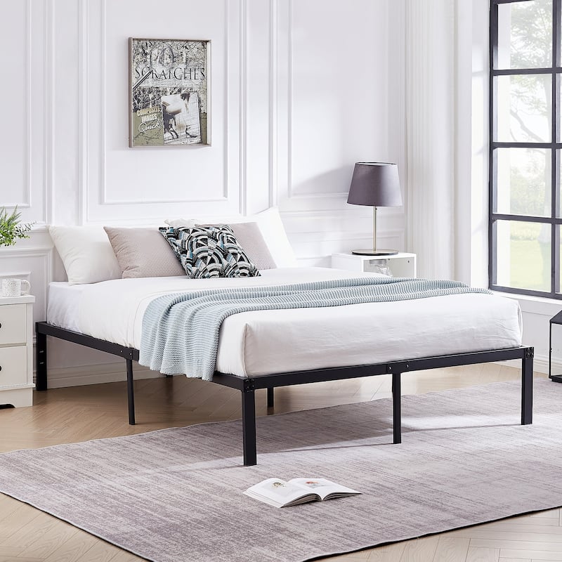 3 Piece Bedroom Set, 14.2-Inch Metal Bed Frame with Nightstand set of 2