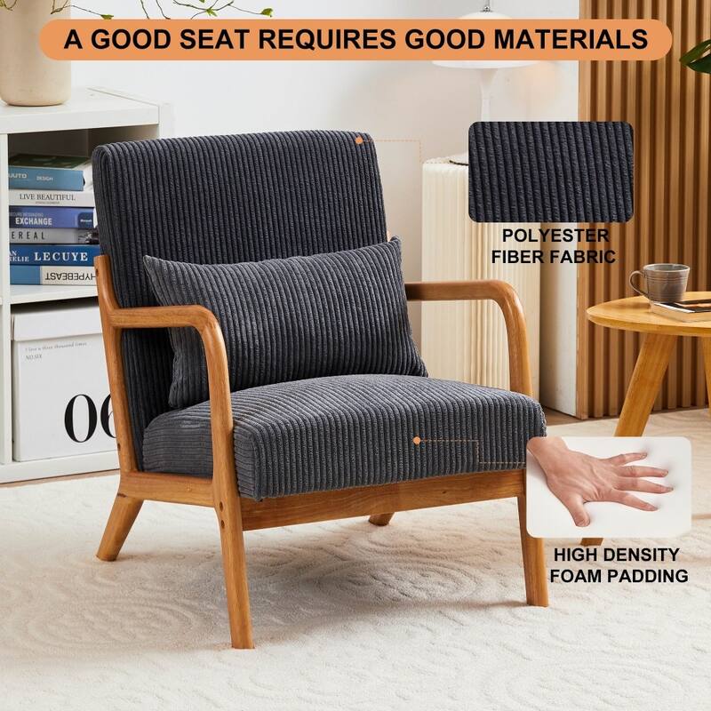 Mid-century Modern Accent Chair with Upholstered Pillow