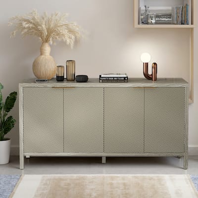 Sideboard Buffet Cabinet with 4 Doors, Console Table with Adjustable Shelves, Storage Cabinet with Wooden Legs