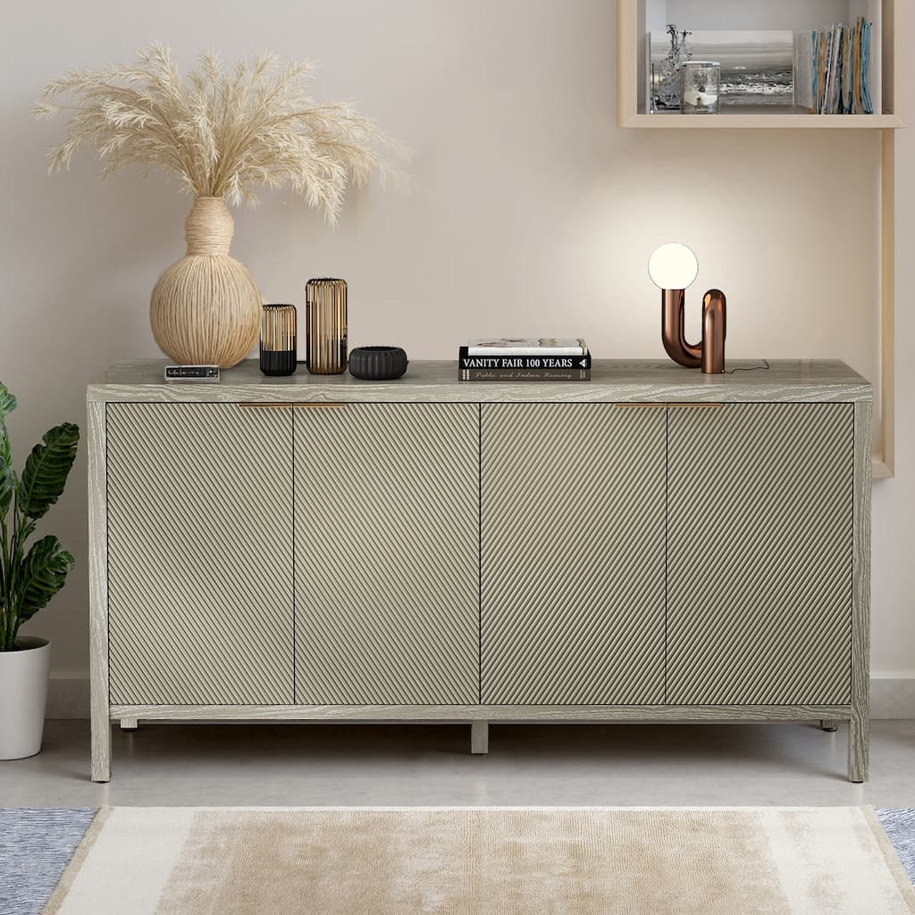 Sideboard Buffet Cabinet with 4 Doors, Console Table with Adjustable Shelves, Storage Cabinet with Wooden Legs