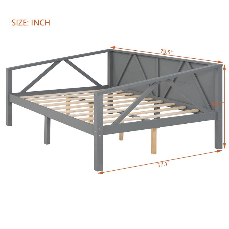 Full Size Gray Daybed with Elegant Design, Multi-functional Sofa Bed