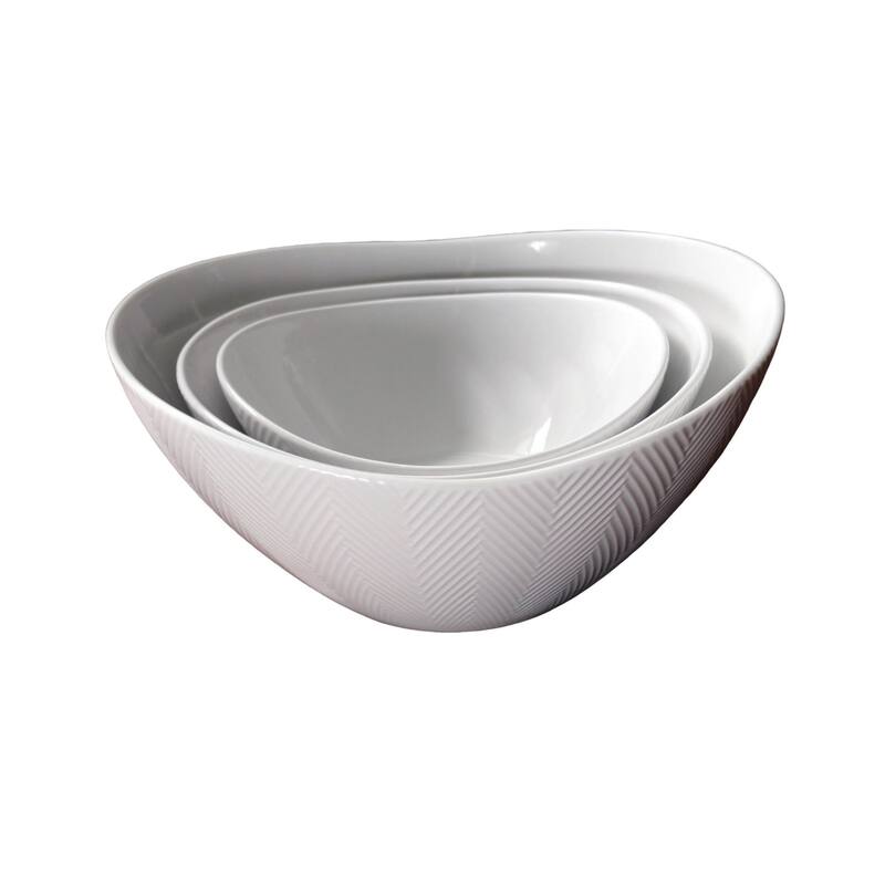 Euro Ceramica Highlands White Porcelain 3 Piece / 4 Piece Serving Bowl Set