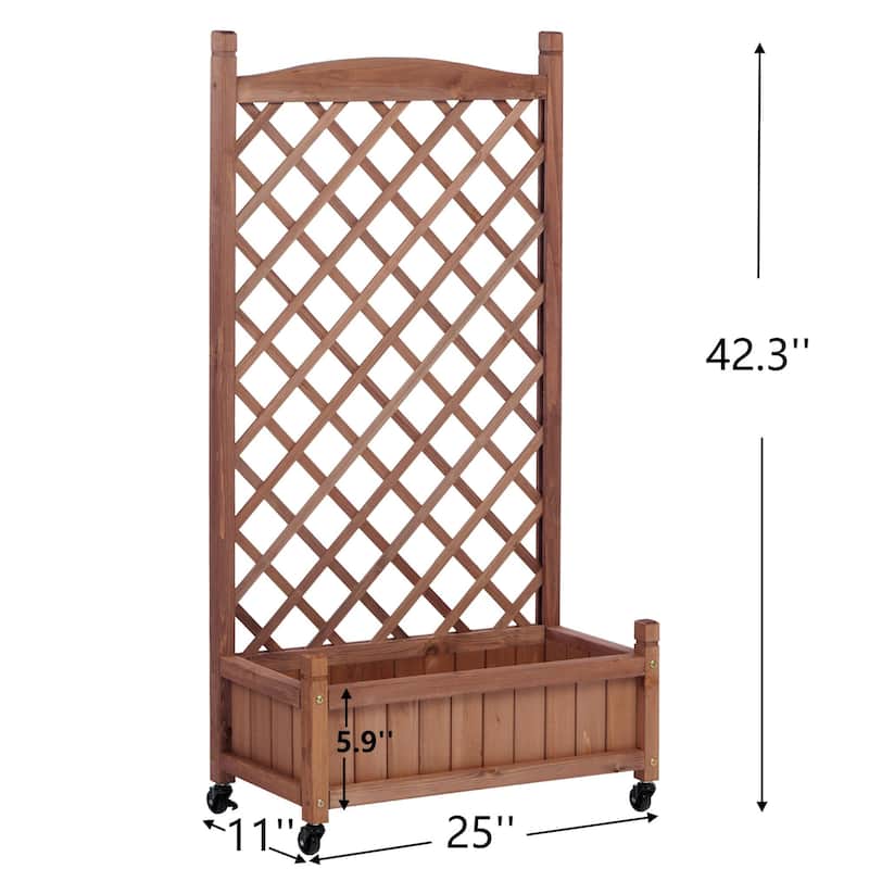 Modern Wooden Planter Box Plant Stand Garden Bed with Trellis and Climbing Racks, for Indoor Outdoor - 8' x 10'