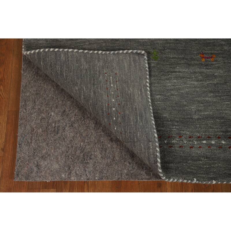 Hand Knotted Oriental 100% Wool Carpet Tribal Tribal Greys & Charcoal Gabbeh Area Rug - 4' 11'' X 3' 0''