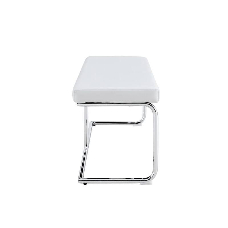 Roomfitters Modern Shoe Bench with Silver Metal Legs, Upholstered Sofa Bench for Bedroom and Living Room