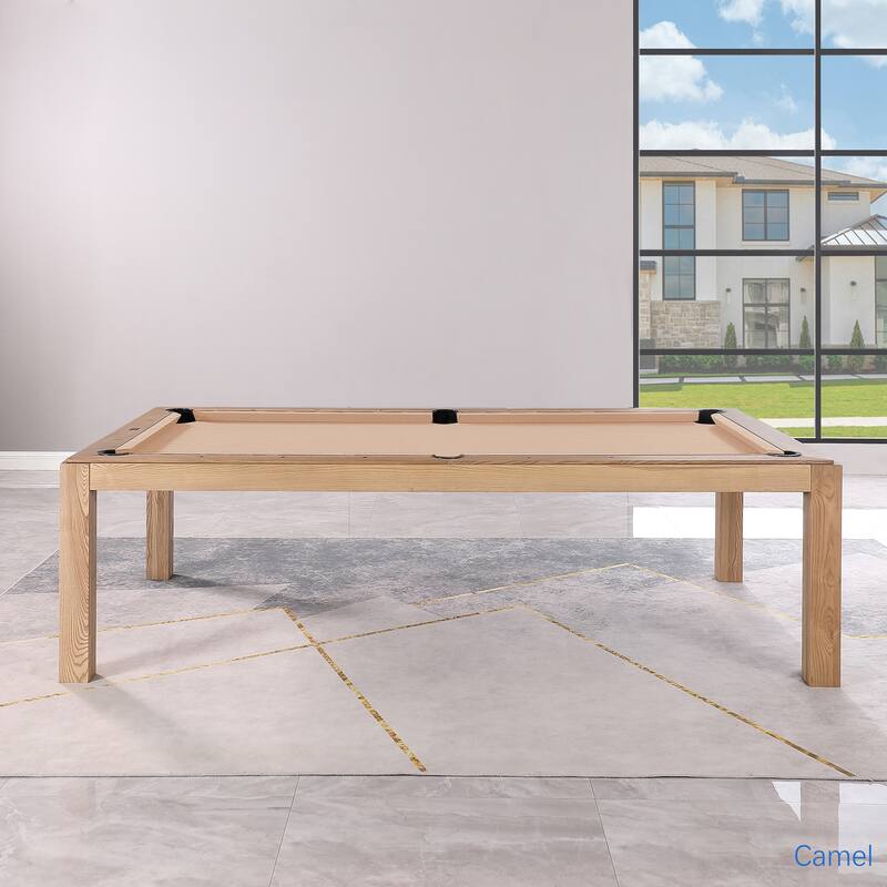 Olivia 8ft Vintage Ash Billiard Slate Pool Table with Dining Top - Beige