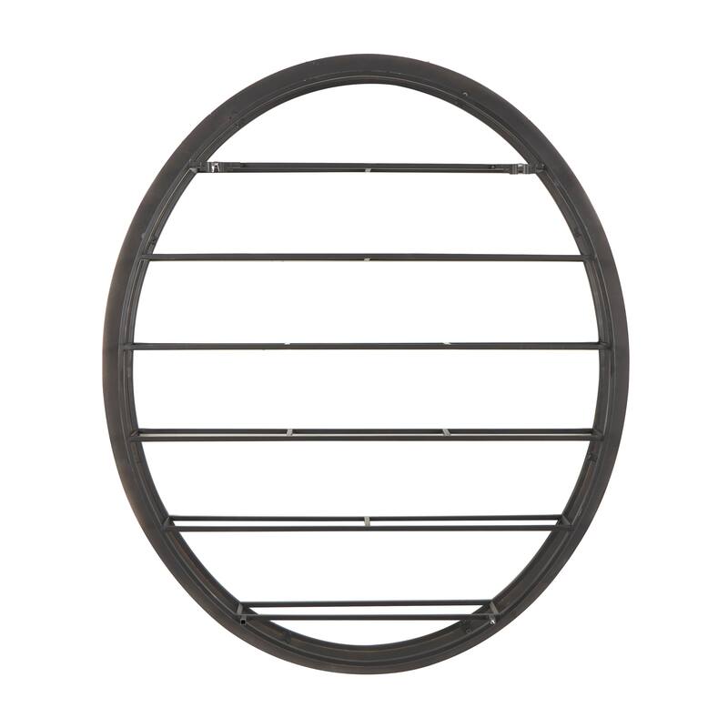 Black Metal Oval 13 Bottle Wall Wine Rack with Beaded Frame