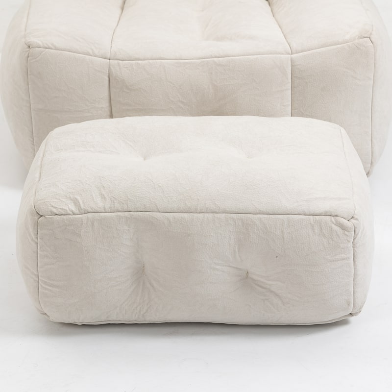 Velvet Bean Bag Chair with Ottoman