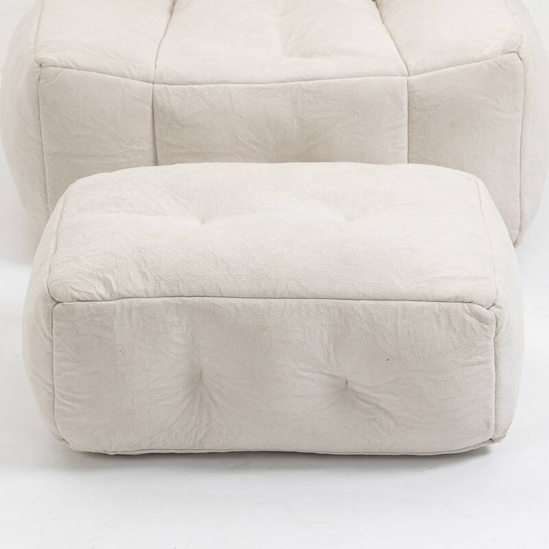 Velvet Memory Foam Bean Bag Super Soft Lounge Chair with Ottoman