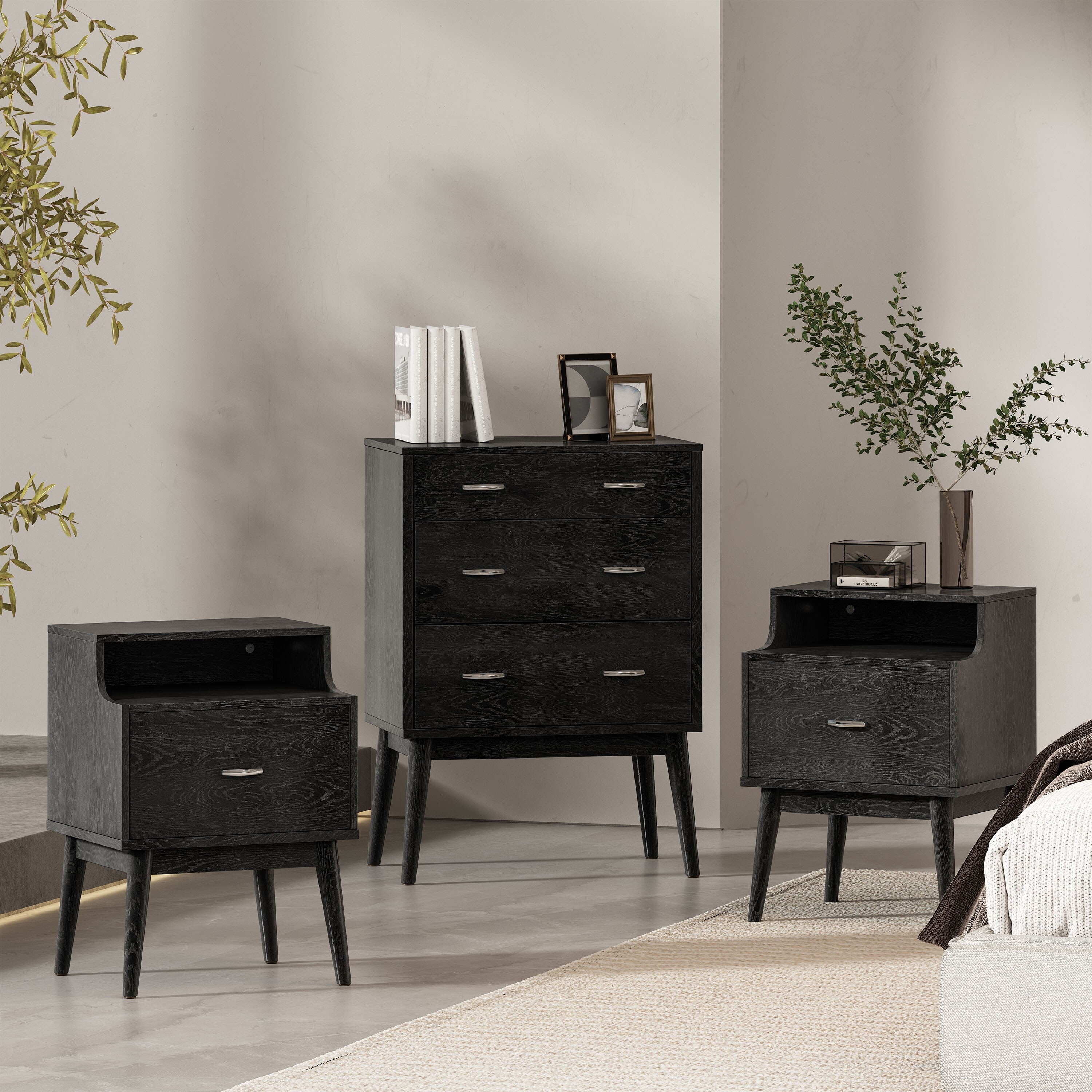 3 piece dresser hot sale set black