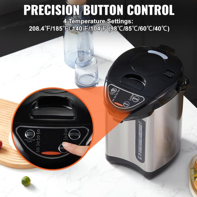 Hot Water Dispenser, Adjustable 4 Temperatures Water Boiler and Warmer, 304 Stainless Steel Countertop Water Heater