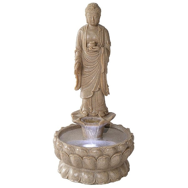 32.5" Illuminated Buddha Spiritual Sculptural Garden Fountain - N/A