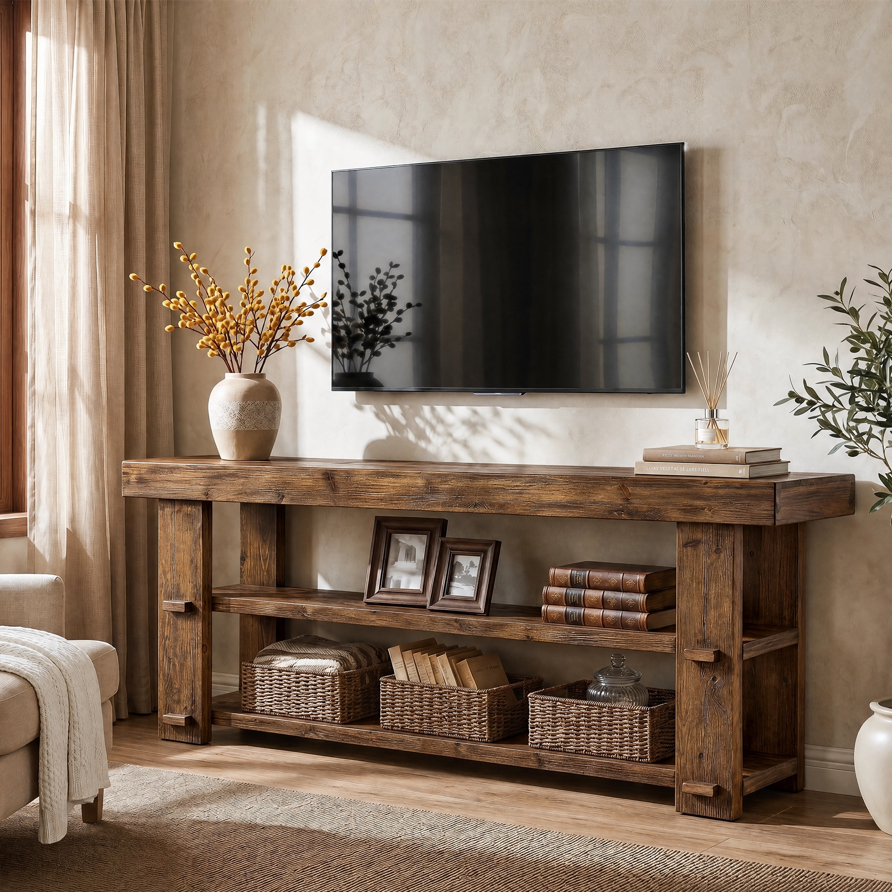 Solid Wood TV Stand for TVs Up to 65 inches, Entertainment Center, Media Console Television Stands for Living Room, Bedroom