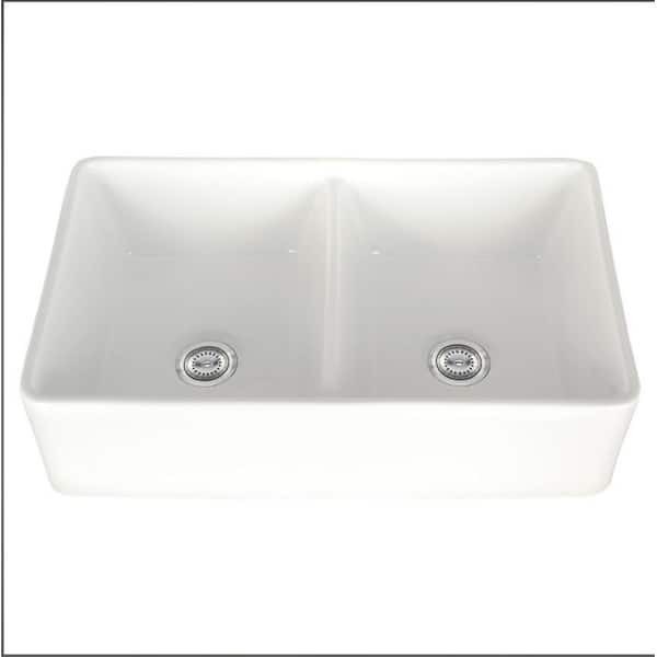 Barkano 32 Double Bowl White Farmhouse Kitchen Sink Apron Front On Sale Overstock 12995517