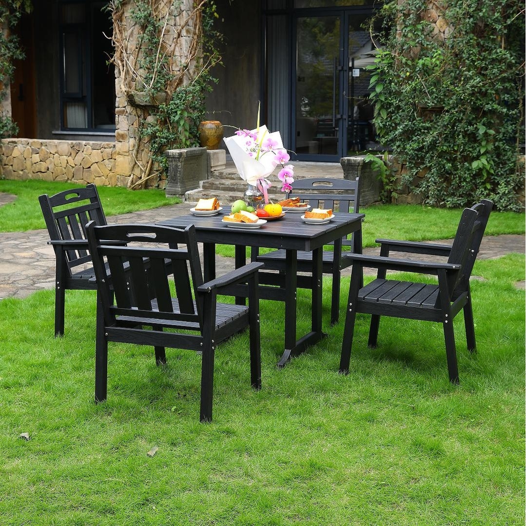 Outdoor Patio Dining Set, One Table and Four Chairs