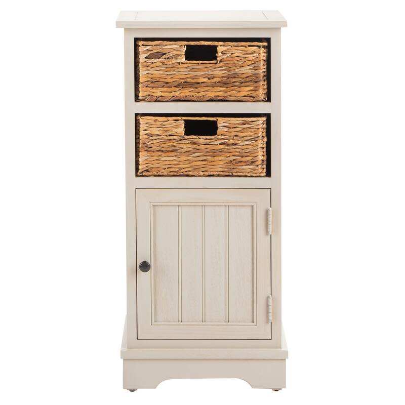 SAFAVIEH Golda Distressed Black Storage Cabinet - 15.9" x 11.8" x 35" - 16Wx12Dx35H - Vintage Grey