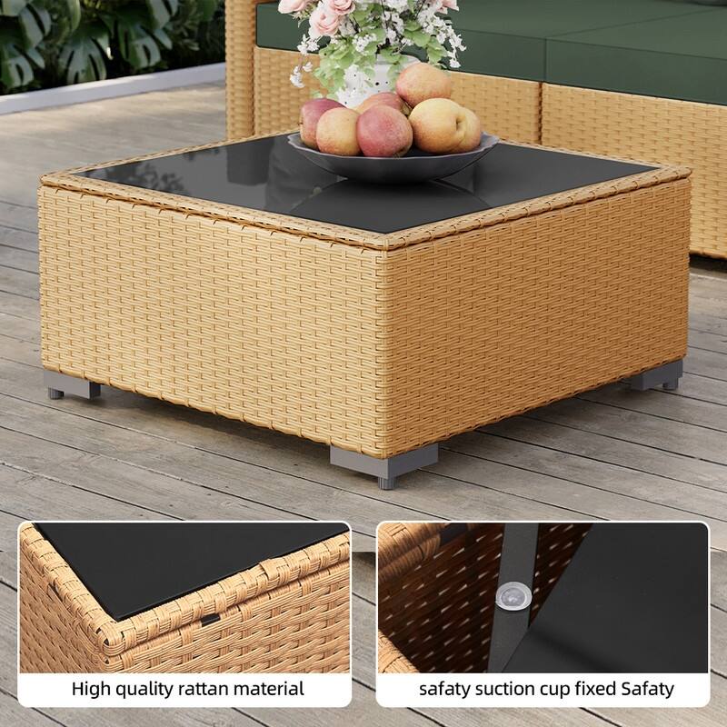 Patio Watcher 7-Piece Yellow Wicker Patio Conversation Set with Cushions