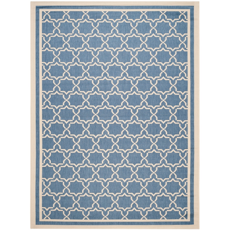 SAFAVIEH Courtyard Gulsin Indoor/ Outdoor Waterproof Patio Backyard Rug - 6'7" x 9'6" - Blue/Beige