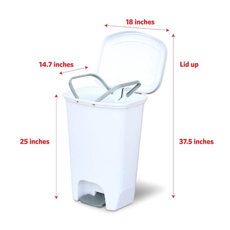 Glad White Step-on Plastic Trash Can