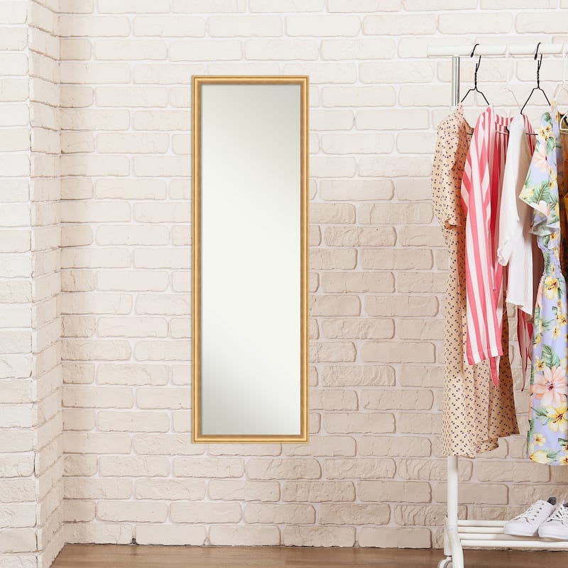 Salon Scoop Non-Beveled Wood Framed Full-Length On the Door Mirror - Glass Size 14x48