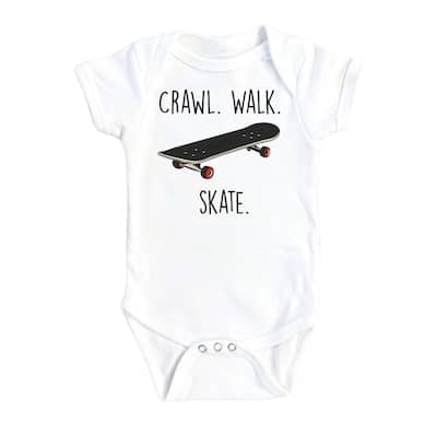 Skateboarding Crawl - Baby Boy Girl Clothes Infant Bodysuit Funny Cute Newborn