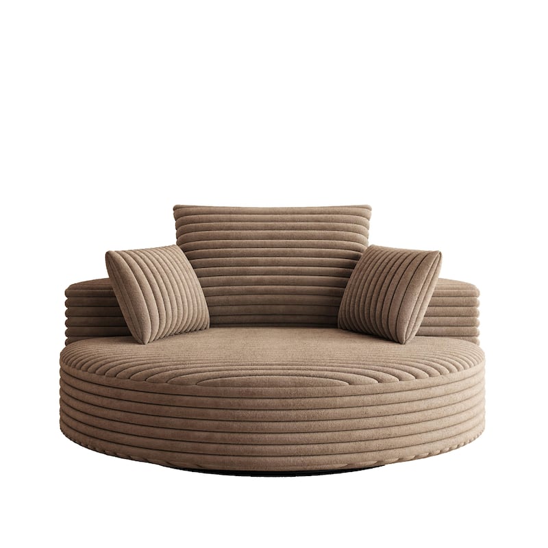 55" Luxury Swivel Chair - Plush Chenille Upholstery with 360° Rotation, Fluffy Modern Design for Living Rooms & Home Theaters