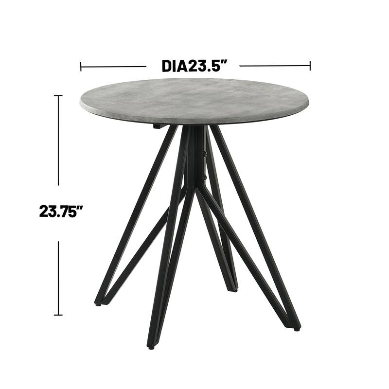Table Set with Metal Base in Cement and Black