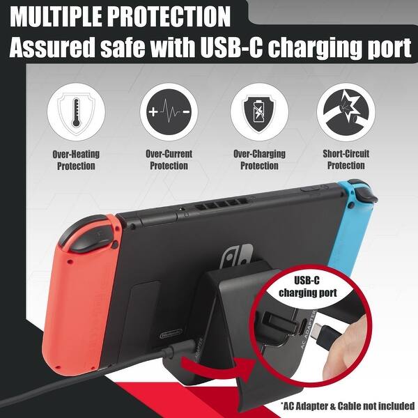For Nintendo Switch And Switch Lite Charging Dock Multi Angle Compact Playstand Charging Station W Usb C Port By Insten Black Overstock 3387