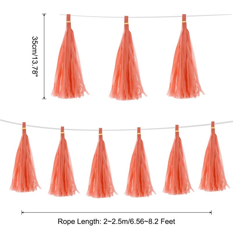 15Pcs Tassel Garland Banner with Rope - Orange