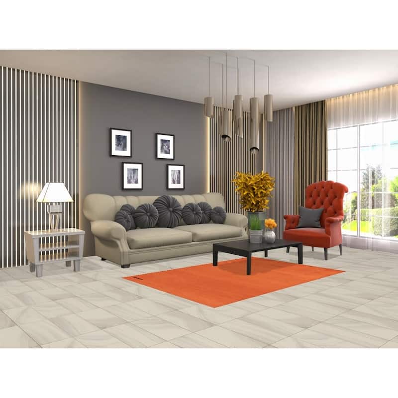 Orange Gabbeh Modern Rug Handmade Oriental Solid Wool Carpet - 3'10" x 5'9"
